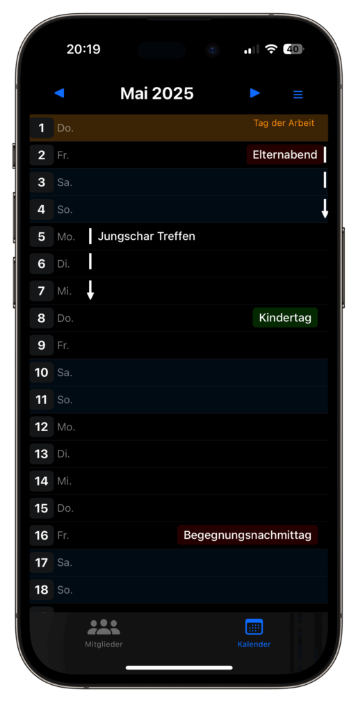 Kalender Screenshot